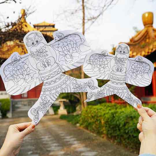 新儿童手工diy涂色风筝自制材料包成品迷你空白小风筝装饰不可飞