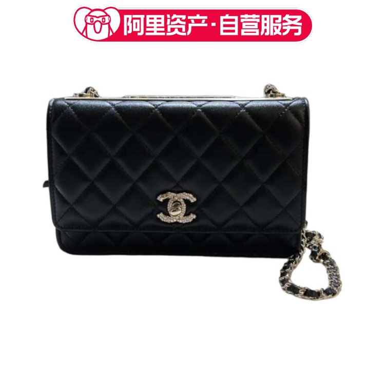 Chanel/Chanel 24S Gold Buckle Embossed Trendy Cc Woc Sheepskin Shoulder Bag Women's Black Chanel/Chanel 24S Gold Buckle Embossed Trendy Cc Woc Sheepskin Shoulder Bag Women's Black