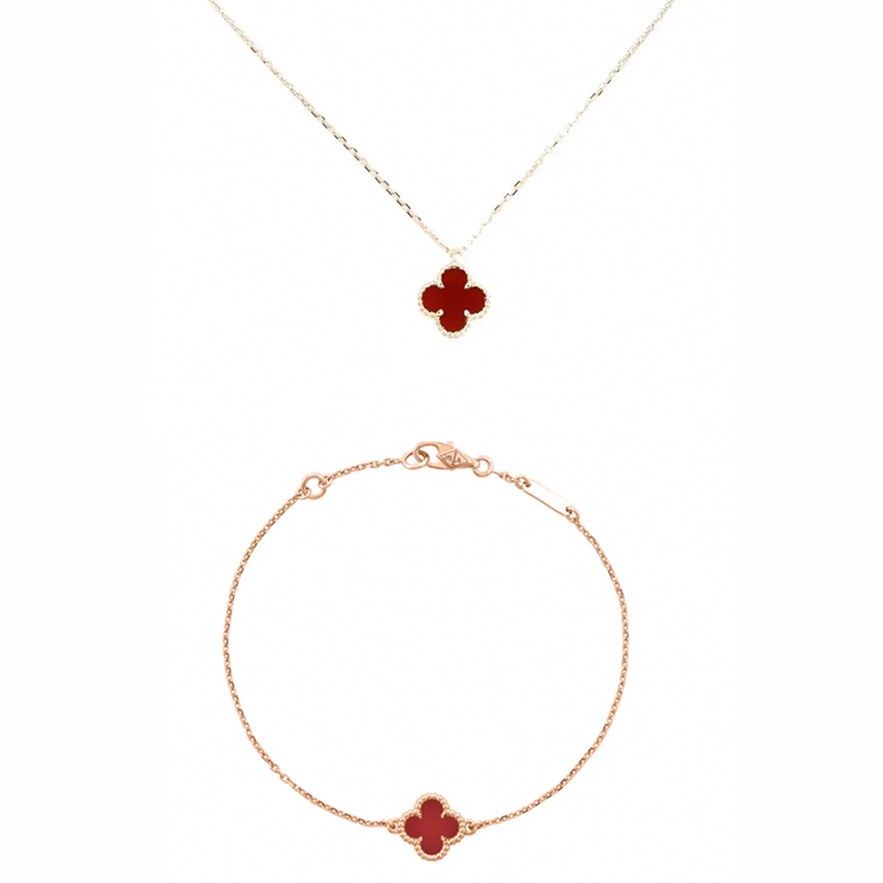 Van Cleef & Arpels Alhambra 18K Rose Gold Bracelet + Necklace for Women Van Cleef & Arpels Alhambra 18K Rose Gold Bracelet + Necklace for Women