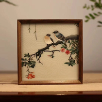 Purely handmade Suzhou embroidery walnut night light box set Flowers and Birds new Chinese style home decoration ornaments gift