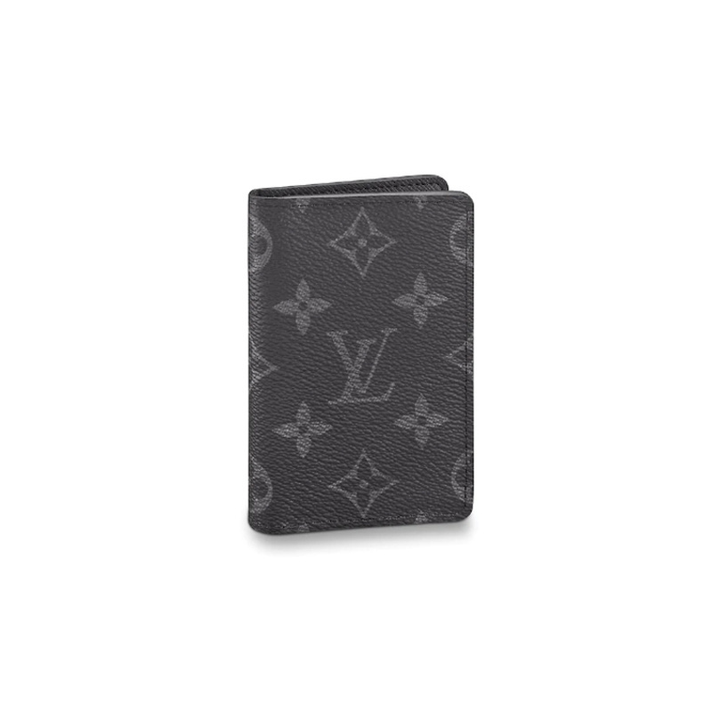 Lv/Louis Vuitton Logo Print Short Double-Fold Coated Canvas Wallet Men's Black