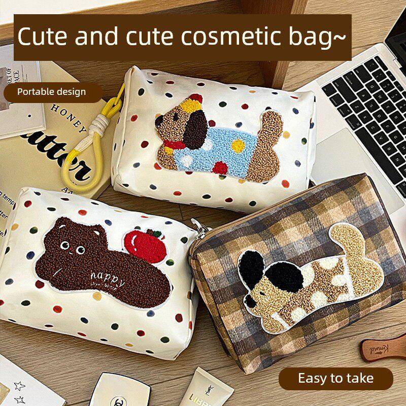 Portable and Multifunctional Cartoon Cute Embroidered Makeup Bag Travel Storage Bag Organizer Bag Tote Bag Shopping