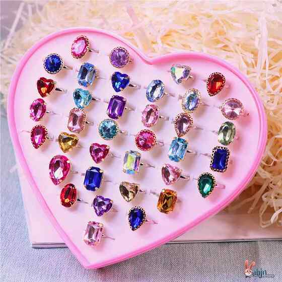 Children's ring girls jewelry box gemstone toy girl ring luminous jewelry baby princess birthday gift