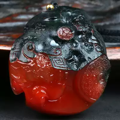 83 69 grams Baoshan material-fine carving] financial resources rolling color Jiayu Runnan red agate pendant pendant