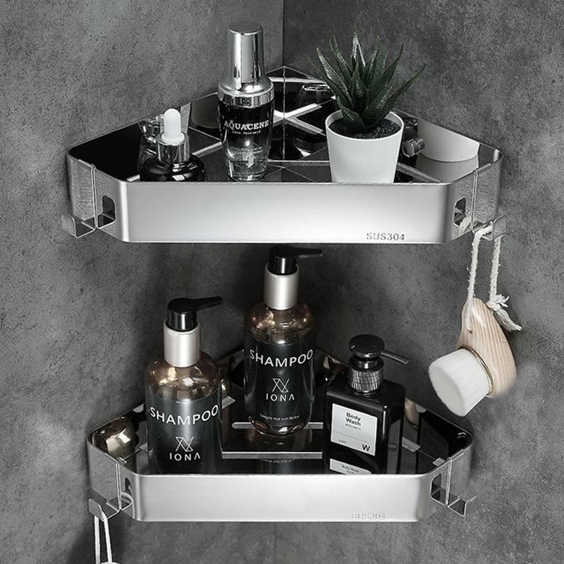 German SEVENR304 stainless steel bathroom triangle storage rack without punching, shower room toilet rack