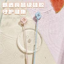 Portable Macaron Straw Brush Extended and Thin Baby Bottle Cleaning Brush Childrens Water Cup Anti-fouling Silicone Brush Straw Cup Brush