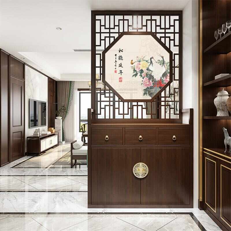 新中式实木屏风：客厅入户玄关的美学革命，你家装修必备神器！ -花窗-淘宝百科网
