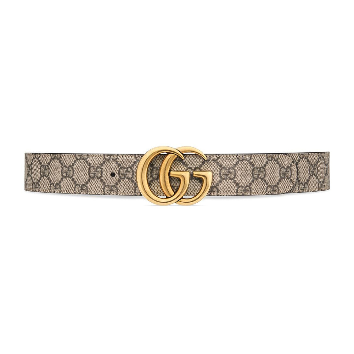 GUCCI 古驰 双G带扣双面腰带皮带 女款 棕色 宽3.7cm