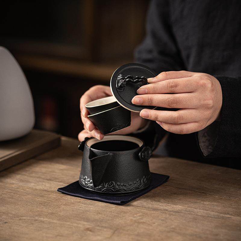 Jiangshan Tea Set Forbidden City Cultural and Creative Handheld Pot Portable Travel Teapot Tea Cup Small Set Outdoor Quick Cup National Style