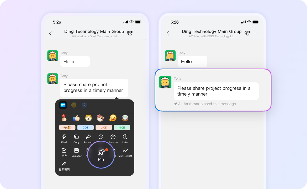 Pin Important messages with a single click