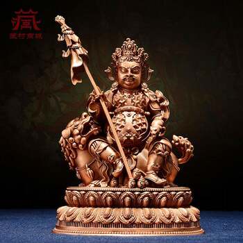 Red copper carved <treasure king> portable small bronze statue for home indoor living room entrance hall tabletop crafts ornaments