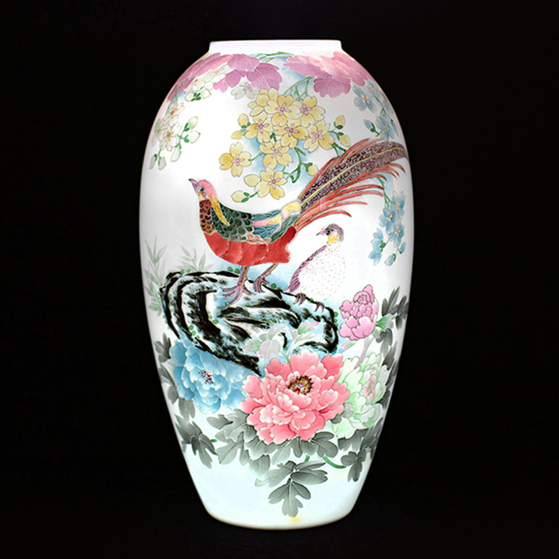 Chinese Ceramics Art Lifetime Achievement Award Provincial Artificial Beauty Master Yuan Nari Hand-painted Front Stroke Brocade Embroidered Vase Pendulum