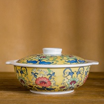 Zhendian old porcelain Yanglianhua large soup bowl designed by Ding Huahan in the 1980s official kiln porcelain pure hand-painted antique soup bowl