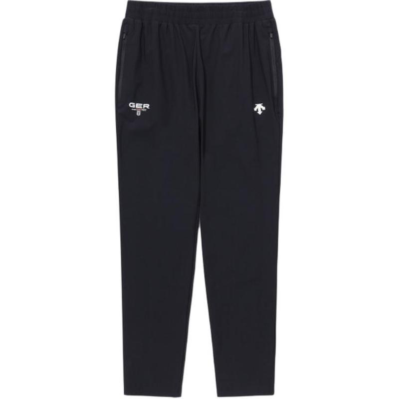 DESCENTE/迪桑特纯色Logo印花中腰弹力松紧休闲裤 男款 黑色