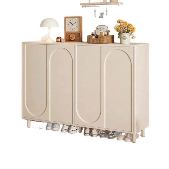 Premium Cream-Style Shoe Cabinet for Home Entrance, Integrated Wall-Mounted Storage Cabinet for Indoor Hallway