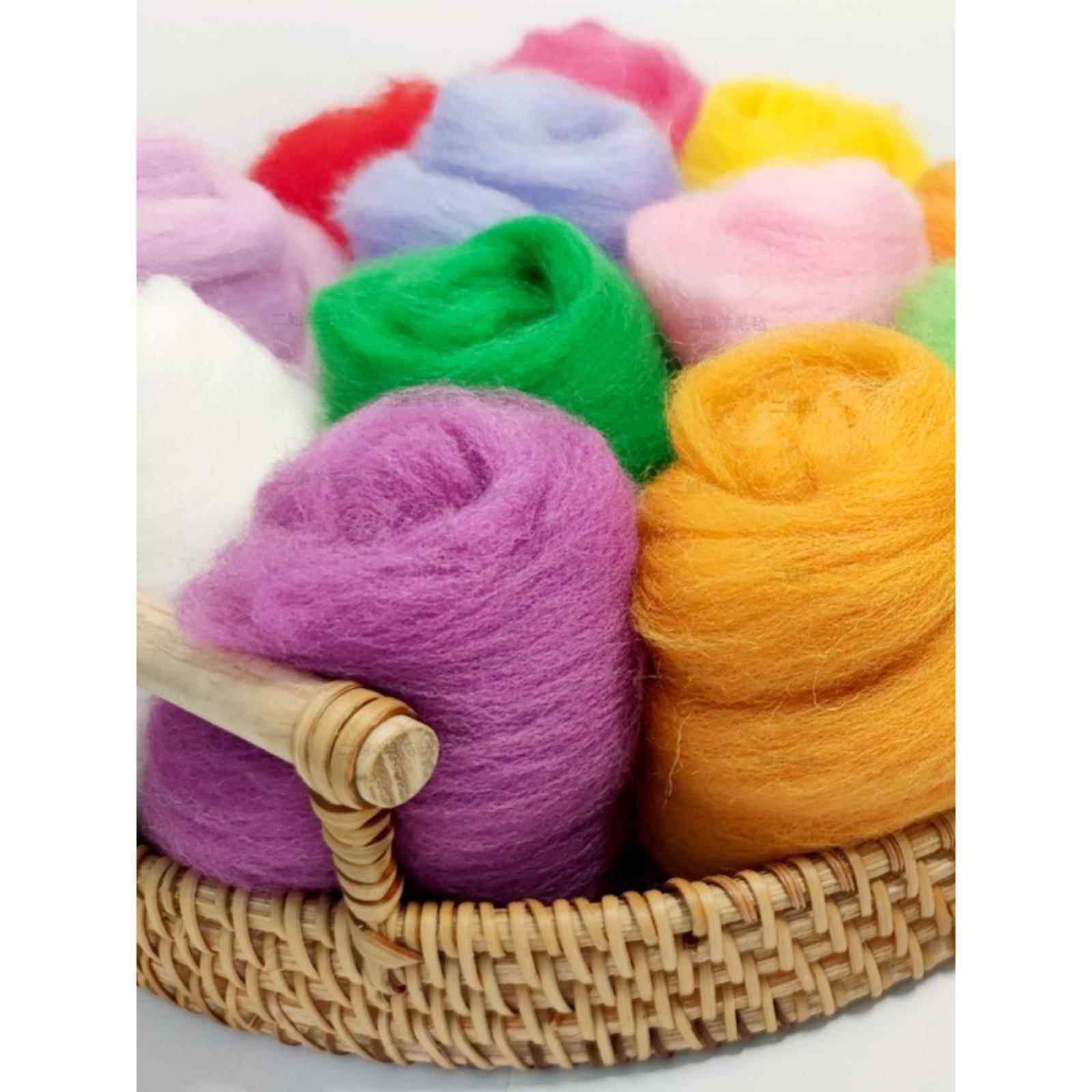 50g Pack of Wet Felt Needle Felt Wool Strips for Needle Felting, Colorful Wool Felt Material for Handmade Diy, White Base