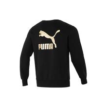 PUMA 背面字母印花休闲圆领长袖美式复古卫衣 男女同款 黑色