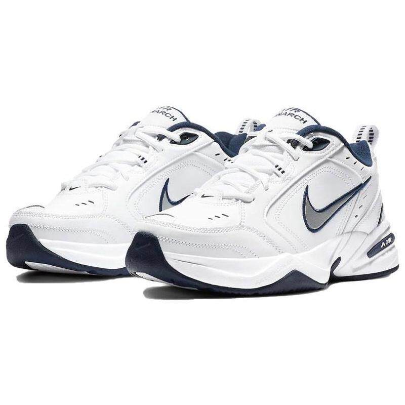 Nike White Navy cow split leather retro classic non-slip low top dad shoes men's blue and white