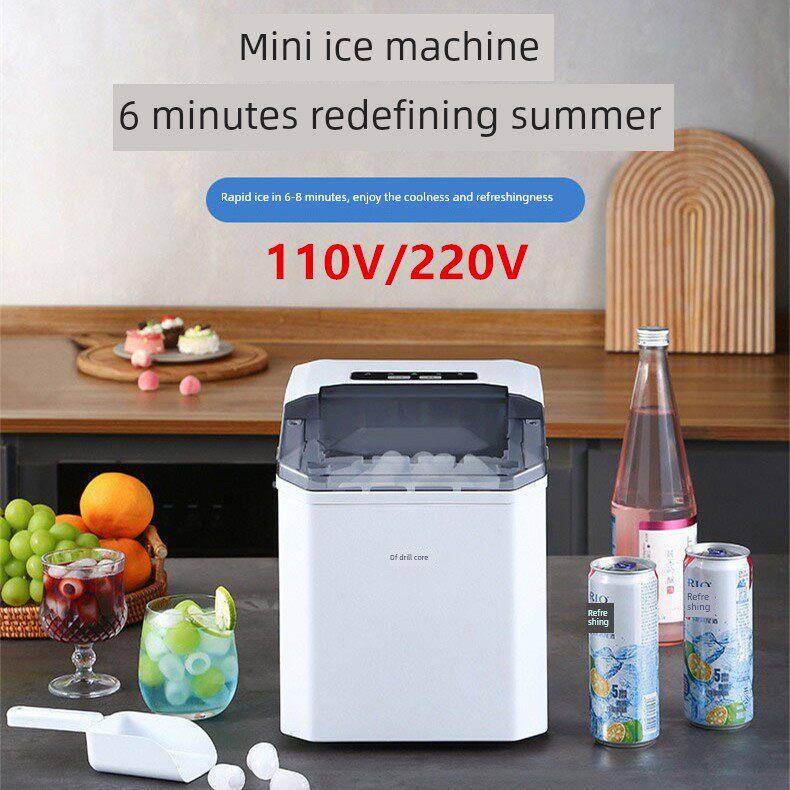 110V Small Ice Maker for Home Use, Mini Cube Ice Tabletop Portable Fully Automatic Smart Bullet Ice Maker