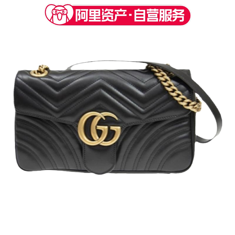 Brand New Gucci Black and Gold Marmont 26 Single Shoulder Crossbody Chain Bag for Women