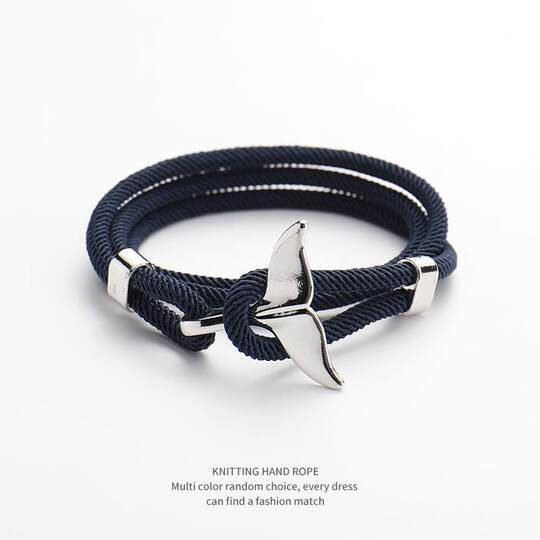 Whale Tail Bracelet for Men, Anchor Navy Bracelet for Women, ins Niche Design Braided Rope, Trendy Red Rope for Men, Simple Couple Bracelet