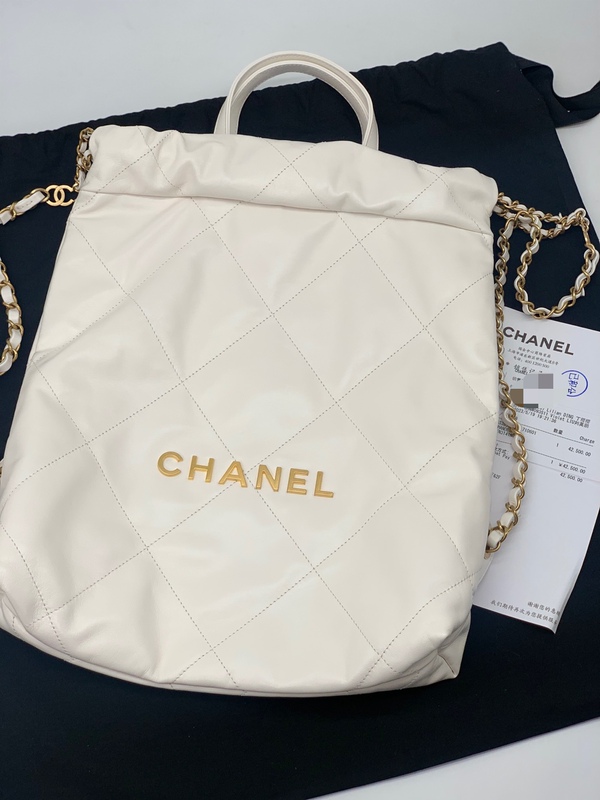 [99% New] Chanel 22Bag Letter Logo Chain Leather Trash Bag Small Backpack
