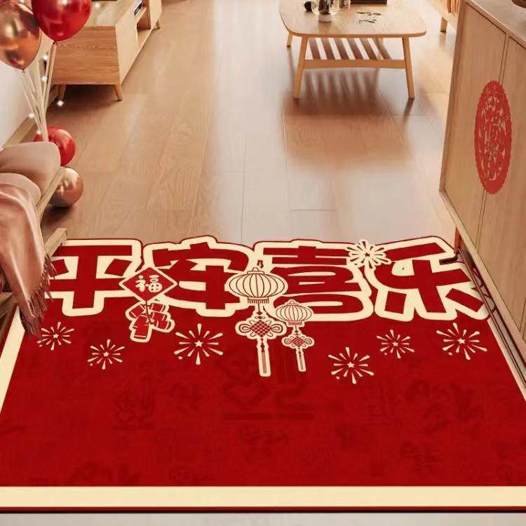 硅藻泥入户门地垫红色喜庆玄关门垫大门吸水耐脏脚垫新款家用垫子