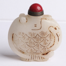 88 48g Auspicious Ruyi Oily Old Hetian Jade Carved Elephant Snuff Bottle Ornament