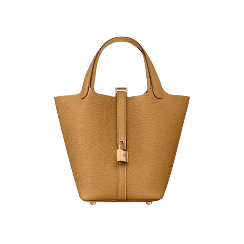 Brand New Hermes Basket Bag with Gold Buckle in Biscuit Color