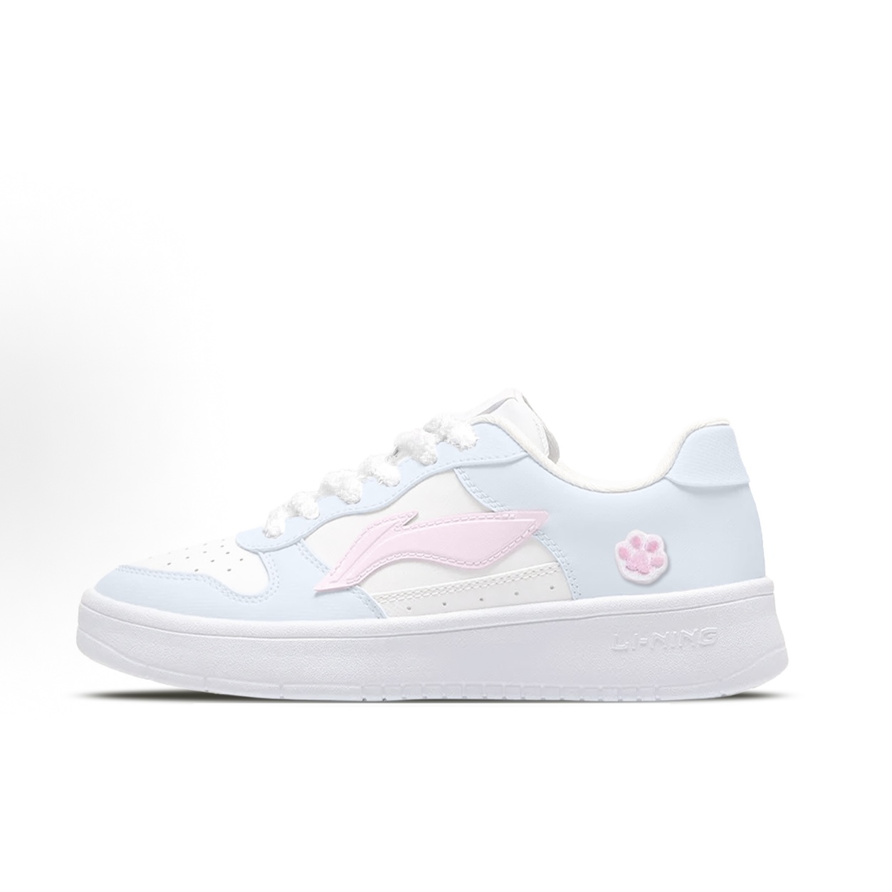 【定制球鞋】LiNing李宁 浮舟 马卡龙防滑减震耐磨低帮板鞋白蓝