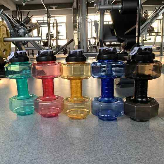 Dumbbell-Shaped Water Bottle for Men's Fitness, Summer Large Capacity 2000ml Plastic Water Jug, Portable