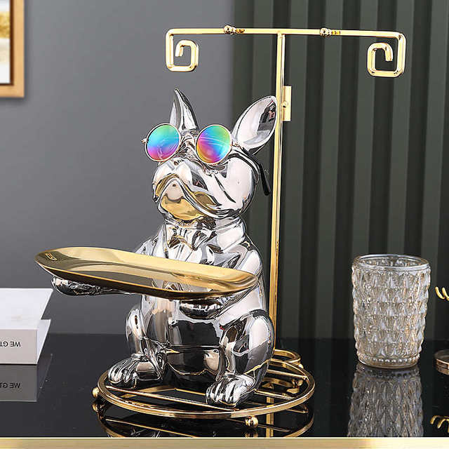 Entrance key storage ornaments shoe cabinet storage rack creative modern light luxury living room dog tray ceramic decoration