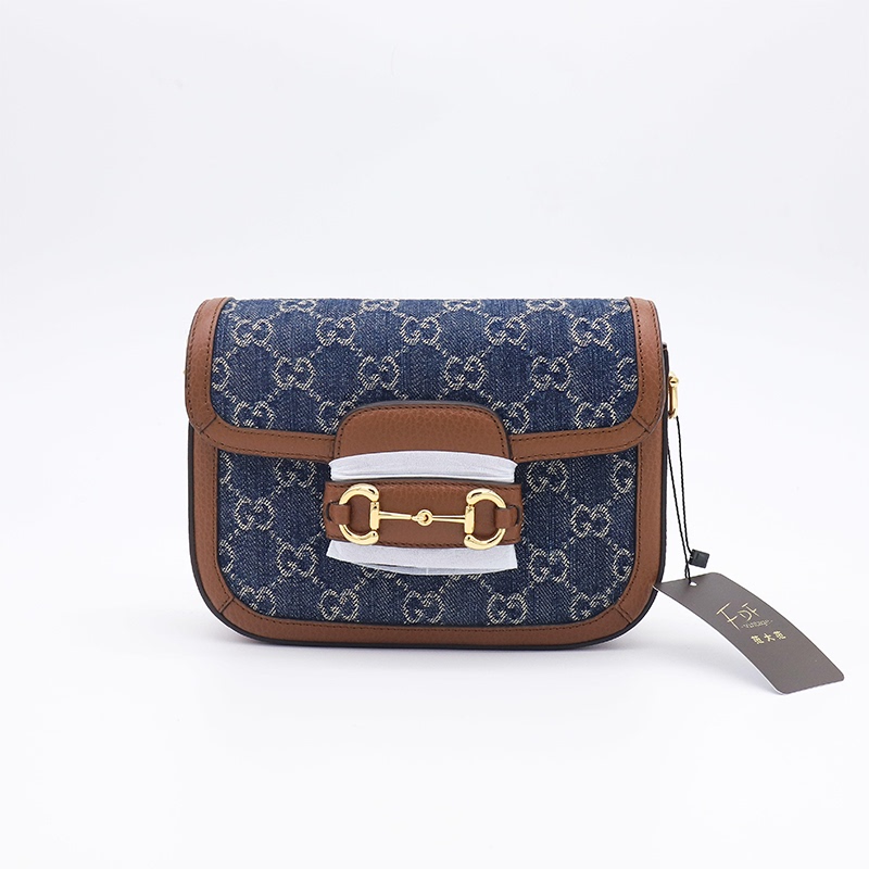 Brand New Gucci Horsebit 1955 Mini Denim Shoulder Crossbody Bag