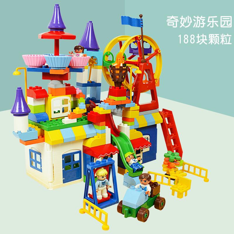 Jixing Scene Building Blocks Large and Small Pieces Children's Educational Early Learning Toys Small Wooden Cow Assembly and Interlocking Building Block Toys