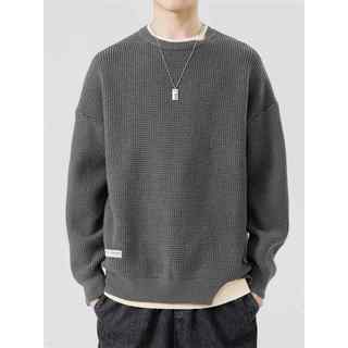 设计感毛衣男款秋冬季破洞假两件针织衫潮牌内搭少年加厚打1215u