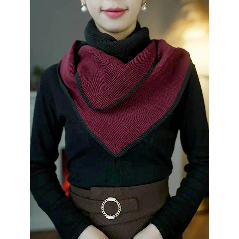 2025 New Pleated Magnetic Buckle Scarf for Women, Spring, Autumn and Winter, Double-Sided, Two-Tone, Versatile Long Shawl for Travel Wear