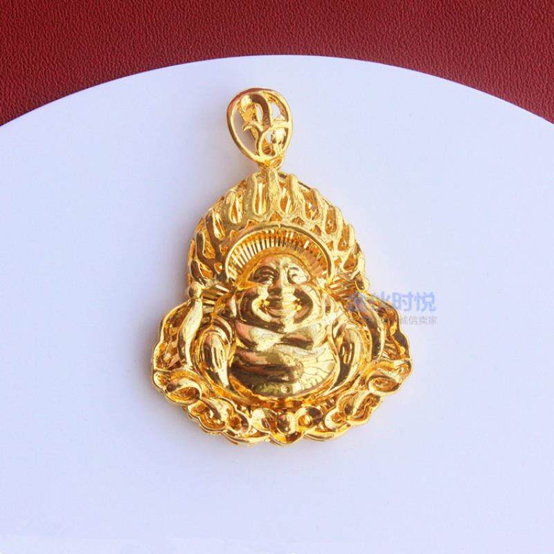 Zhou Dafu Huanmei Big belly Mall Lever Men's and Men's Pendant Gold Jewelry Big and Ping An Smiling Buddha Hollowed-out Flame 18K