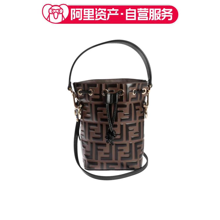 Brand New Fendi/Fendi Drawstring Bucket Bag Shoulder Bag Crossbody Bag Handbag Mini Women's Model Brown