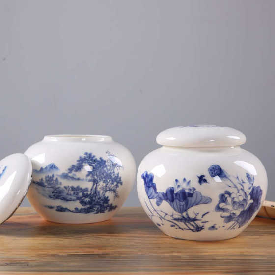 青花瓷陶瓷茶叶罐多款通用储存密封罐茶罐红茶绿茶普洱罐子半斤装