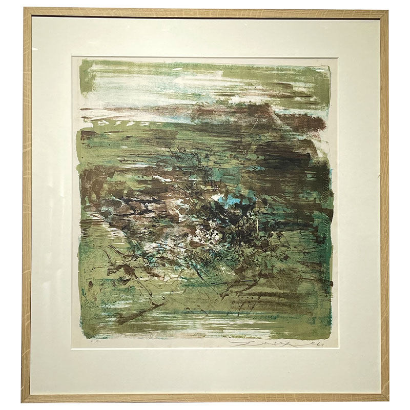 Zao Wou-Ki Color Lithograph (Untitled - 1961) Autographed High-end Collection Decorative Fidelity