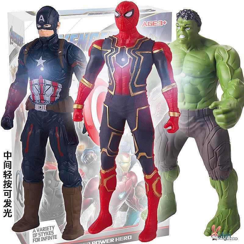 Avengers Hulk Glowing Toy Model Captain America Spider-Man Iron Man Figure Model Ornament