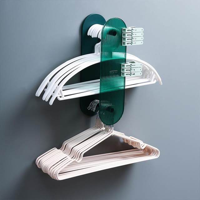 Clothes rack storage rack multi-function hook wall-mounted clothes rack sorting storage rack drying clothes support without hole punching