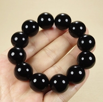 Enlarged leakage Xinjiang Hotan jade oil green and old material 1 8 round bead bracelet poly ink oil moistening Montenegro material