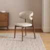 Croissant chair solid wood dining chair Nordic mid-century style fabric back chair home designer high-end dining room chair