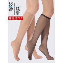 Stockings for women anti-snatch invisible mid-calf socks summer thin bottoming transparent flesh-colored traceless half-calf socks