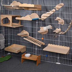 Cat cage fixed solid wood partition cat climbing frame hanging nest space capsule rest platform bed cat scratch column ladder hammock ceramic