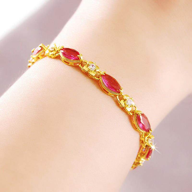 Zhou Dafu Huanmei 18k gold handmade natural ruby inlaid drill for women's Mother Green Mossan Diamond Valentine's Day