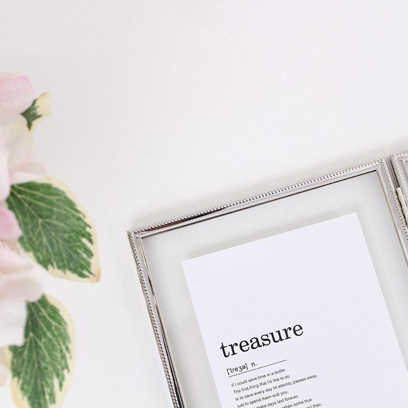 Glass Ornaments European-Style Display Stand Photo Frame Foldable Double-Sided Transparent 6inch 7inch 8inch 10inch Metal Photo Frame