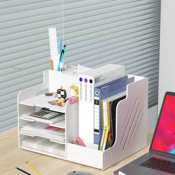 Office file rack with drawer multi-layer book stand large capacity desktop bookshelves storage rack a4 file storage box