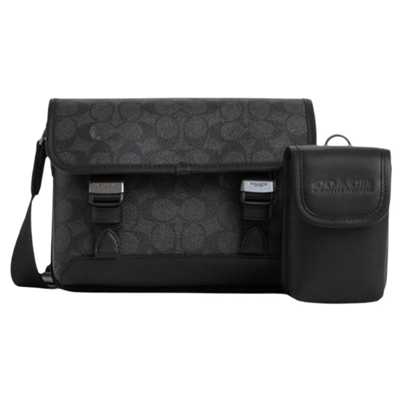 Coach/Coach Outlet Men's Charcoal Black Monogram League Hybrid Crossbody Bag Shoulder Bag